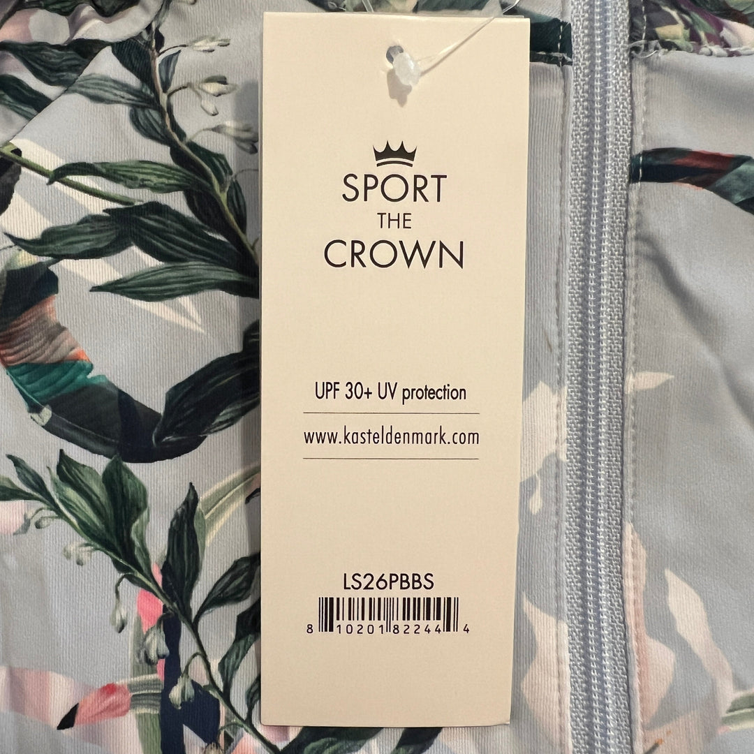 Kastel Women's L/S Polo 1/4 Zip Powder Blue Botanical Size S