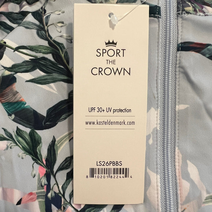 Kastel Women's L/S Polo 1/4 Zip Powder Blue Botanical Size S