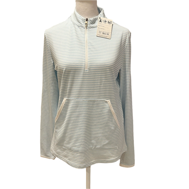 FootJoy 1/2 Zip Tonal Stripe Mid-Layer (w/ logo) - Sky - X-Small - Skorzie