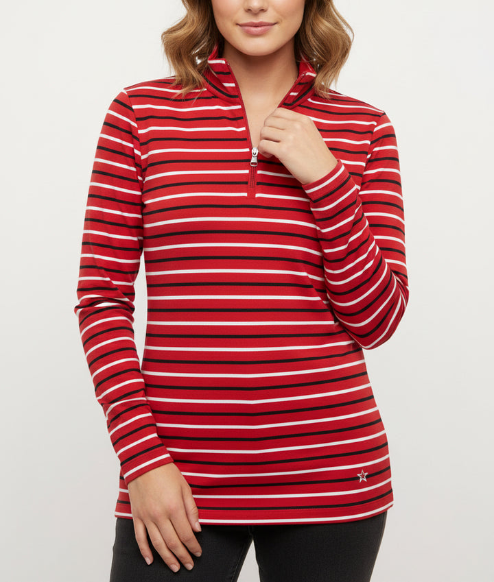 Lohla Sport Women's Golf Top Red/White/Blue Stripe Size S
