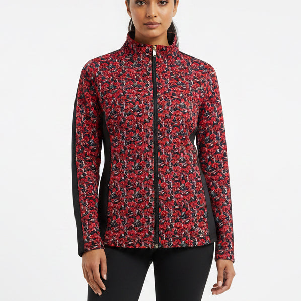 Lohla Sport Womens Golf Zip-Up Jacket Red Floral Size L