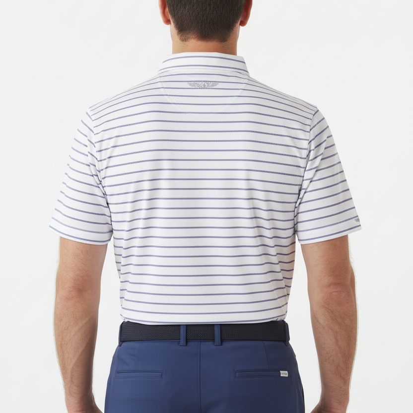 Straight Down Men's Golf Polo Quintero Stripe Violet Size M