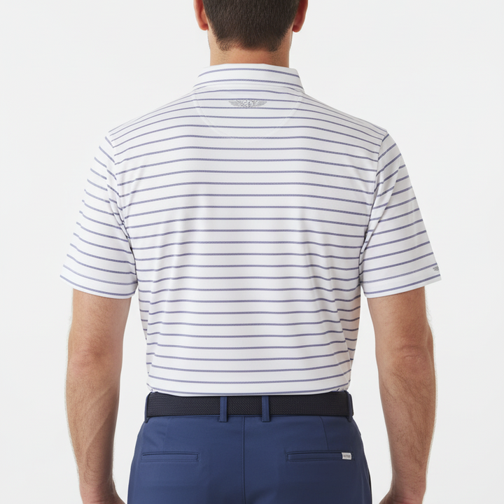Straight Down Men's Golf Polo Quintero Stripe Violet Size M