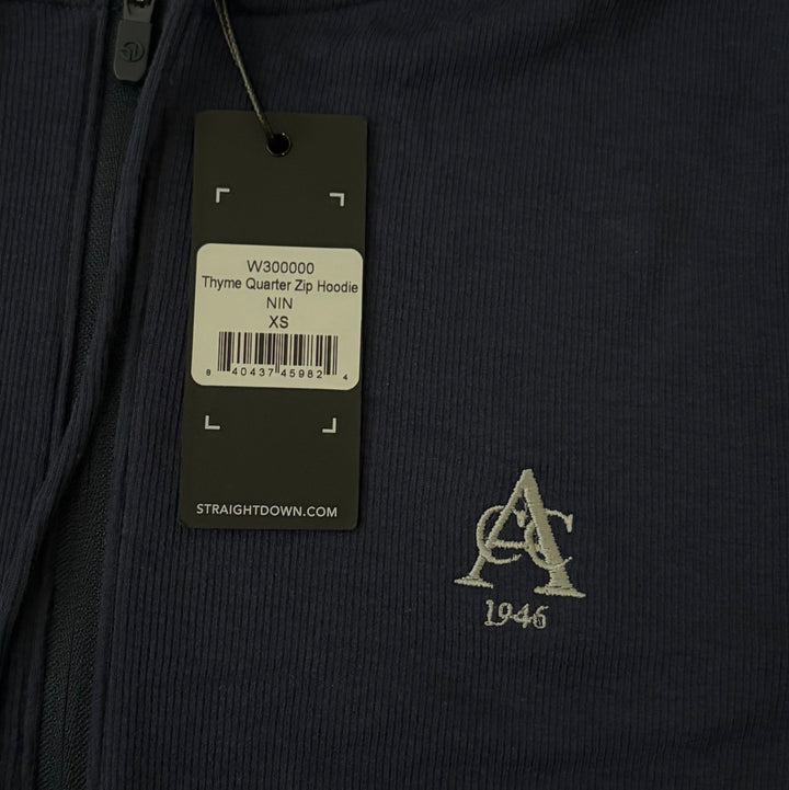 Straight Down Women's Quarter Zip Thyme Hoodie (w/ logo) New Indigo Size XS