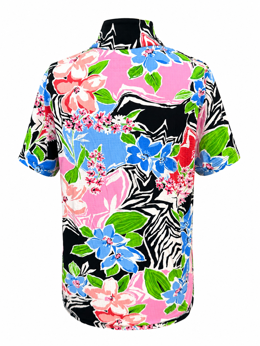 IBKUL Amelia Short Sleeve Zip Mock - Black Multi