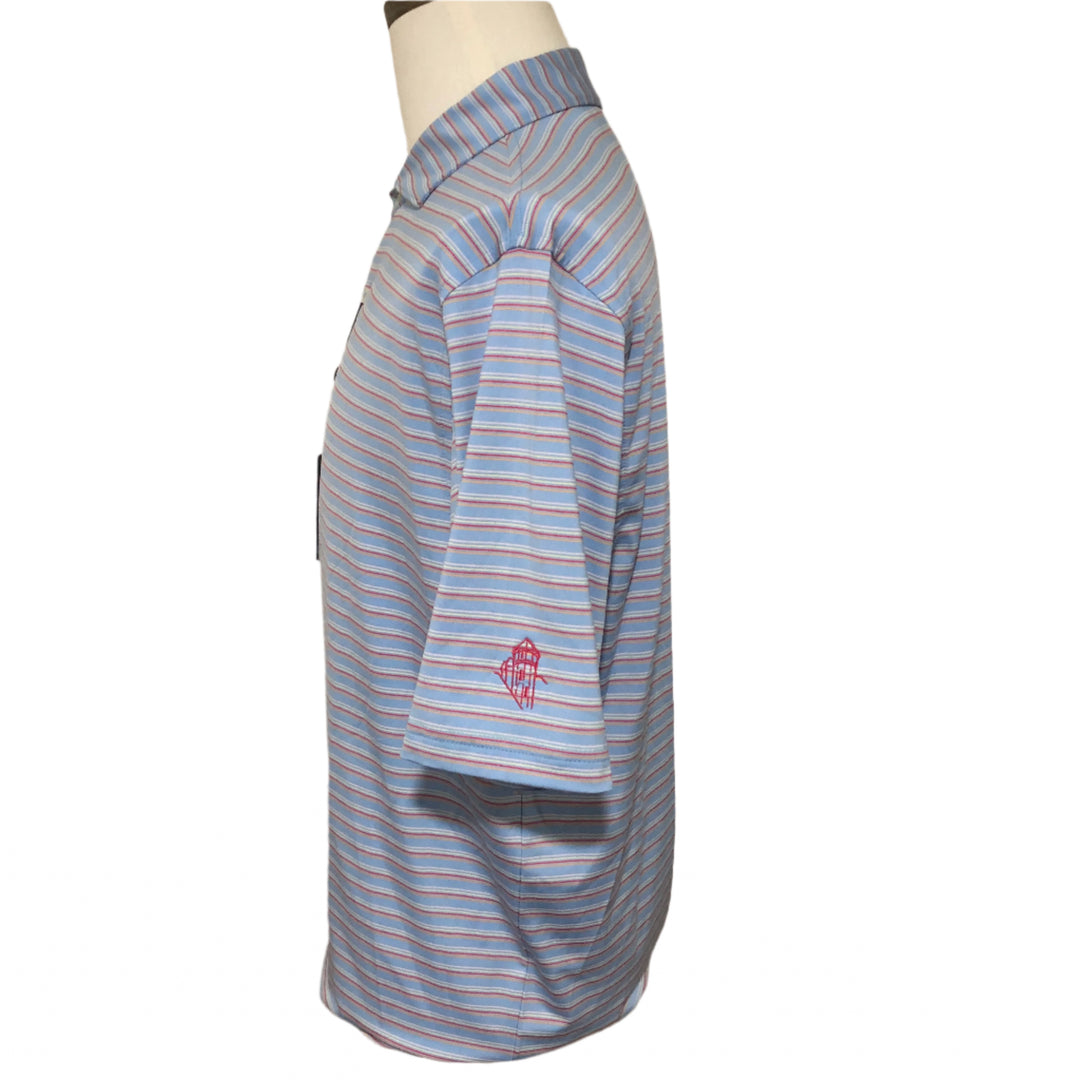 Turtleson Rory Stripe Polo (w/ logo) - Luxe Blue/Rouge Red - Large - Skorzie