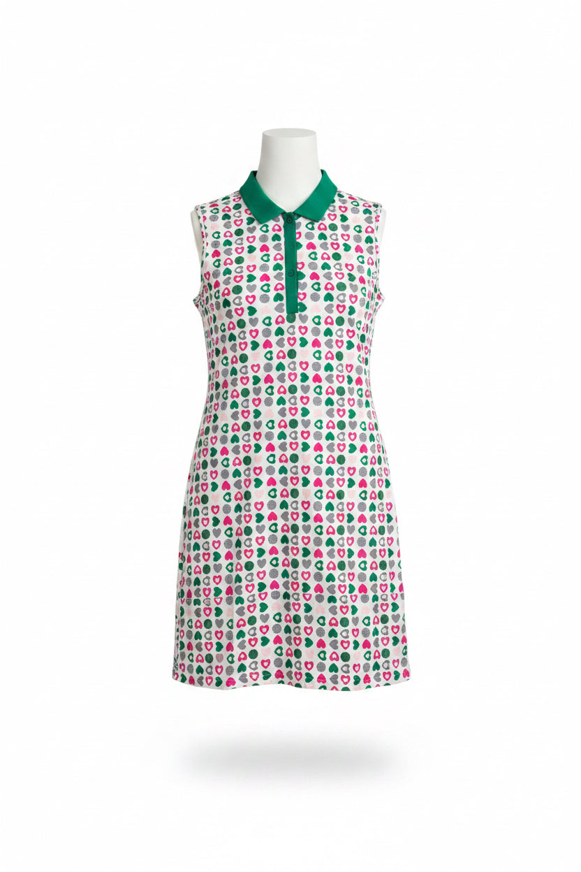 Swing Control Sleeveless Velocity Dress - Green Hearts - Small - Skorzie