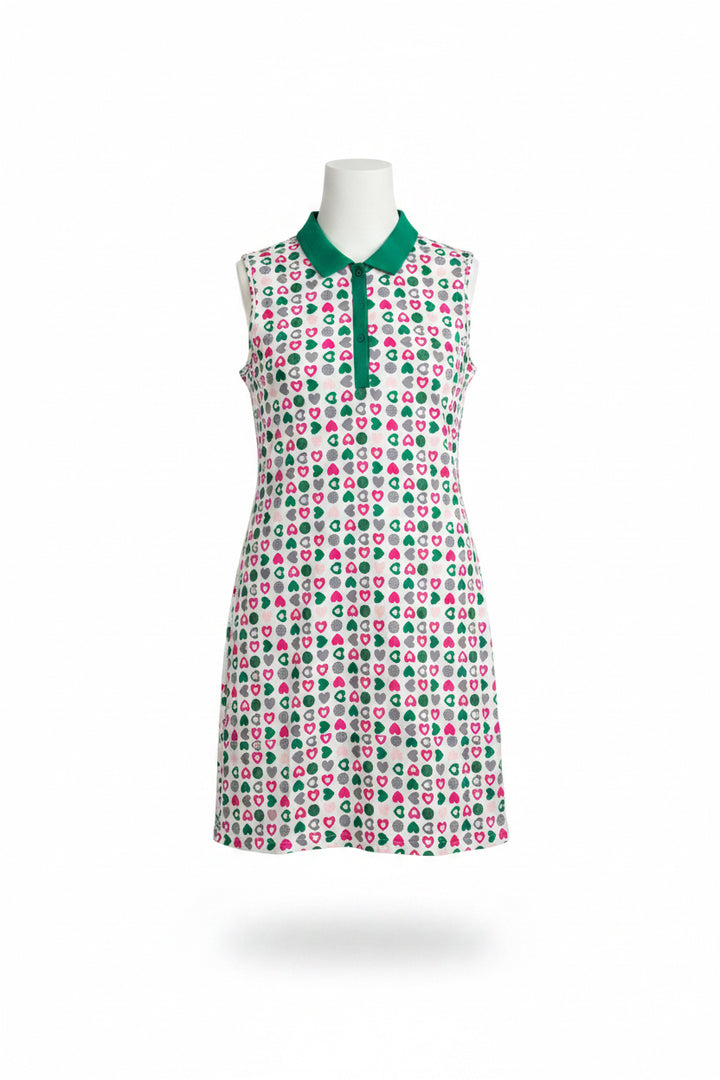 Swing Control Sleeveless Velocity Dress - Green Hearts - Small - Skorzie