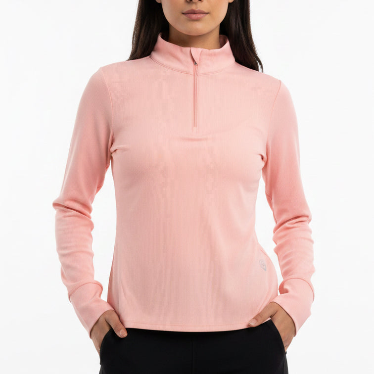 Foray Golf Women's L/S Polo Rib Powder Pink Size L