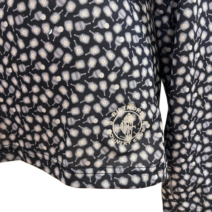 Straight Down Pickleball Print L/S (w/ logo) - Navy - X-Small - Skorzie