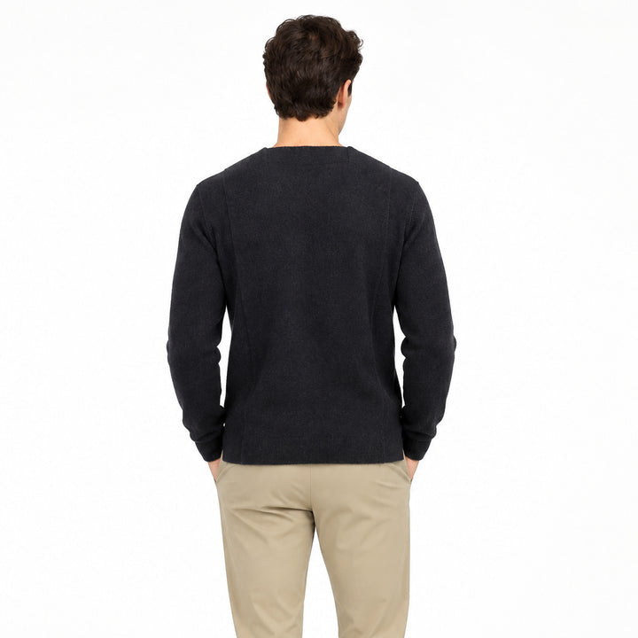 A.Poil Men's Cardigan Cashmere Black Size L