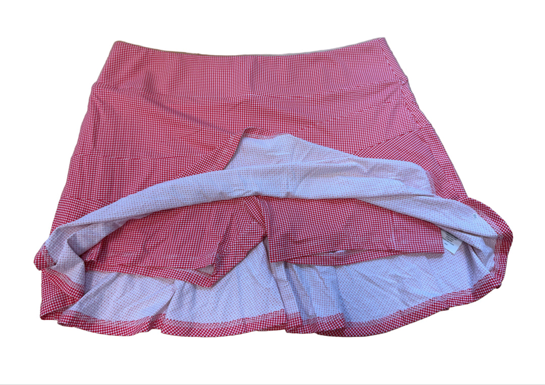 IBKUL Womens Mini Check Flounce Skort 18" - Red