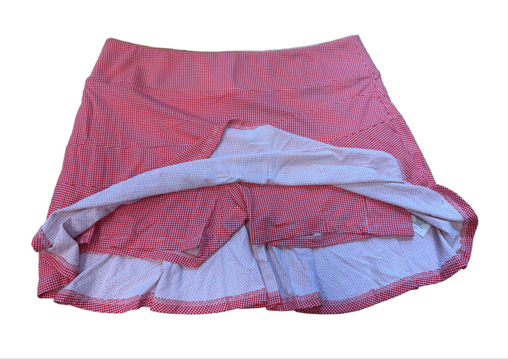 IBKUL Womens Mini Check Flounce Skort 18" - Red