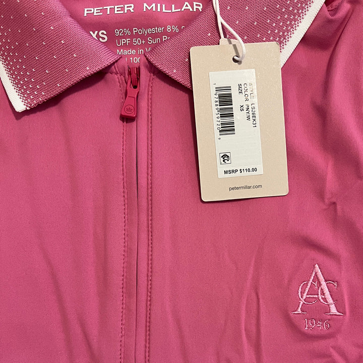 Peter Millar Women's Golf S/L Polo Chrissie (w/logo) Pink/White Size XS