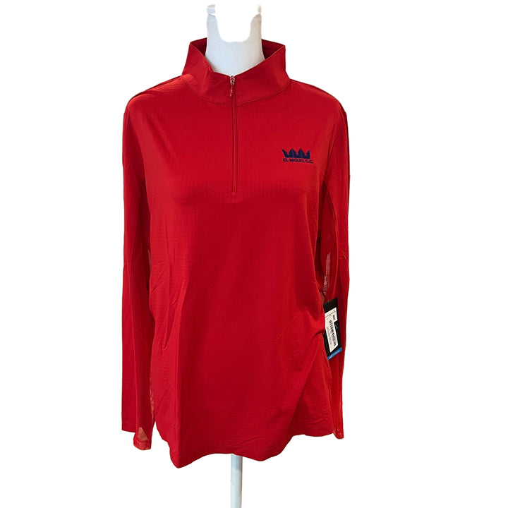 IBKUL Long Sleeve Zip Mock Neck (w/logo) - Red