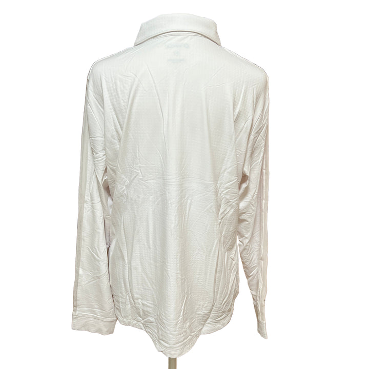 IBKUL Mesh Long Sleeve 1/4 Zip Polo - White