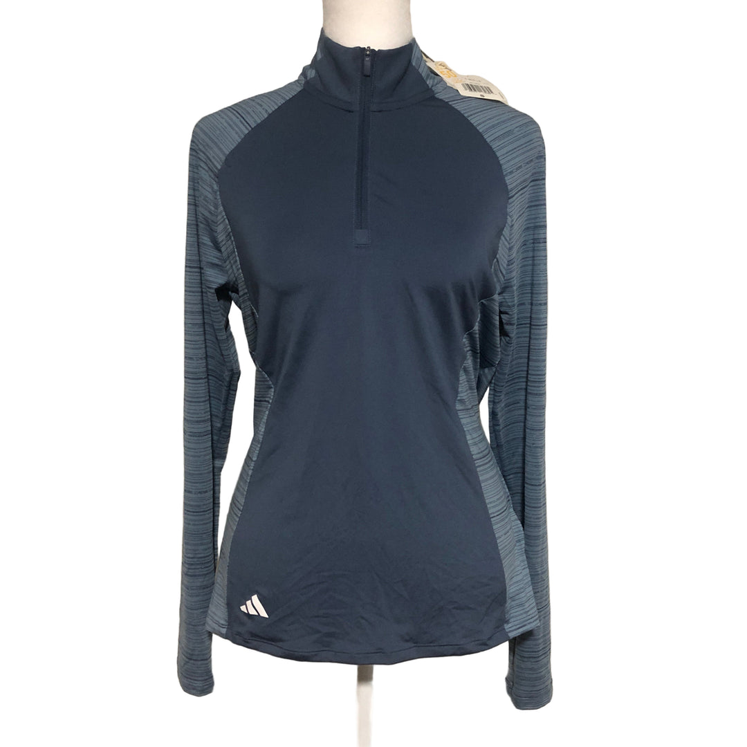 Adidas Ultimate365 1/4 Zip Mock (w/ logo) - Steel Blue - Skorzie