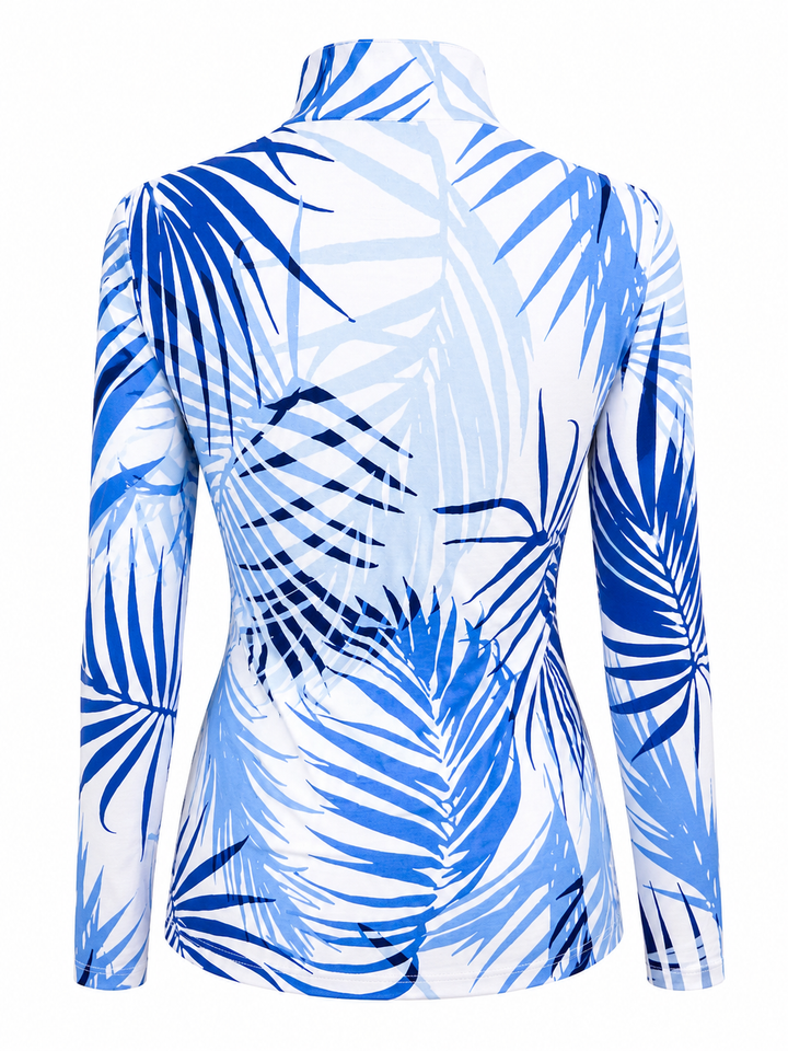 G-Lifestyle Long Sleeve Quarter Zip Top - Palm Beach Blue