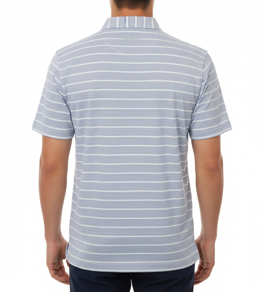 Straight Down Men's Golf Polo Oceano Dunes Stripe Blue Shade Size L