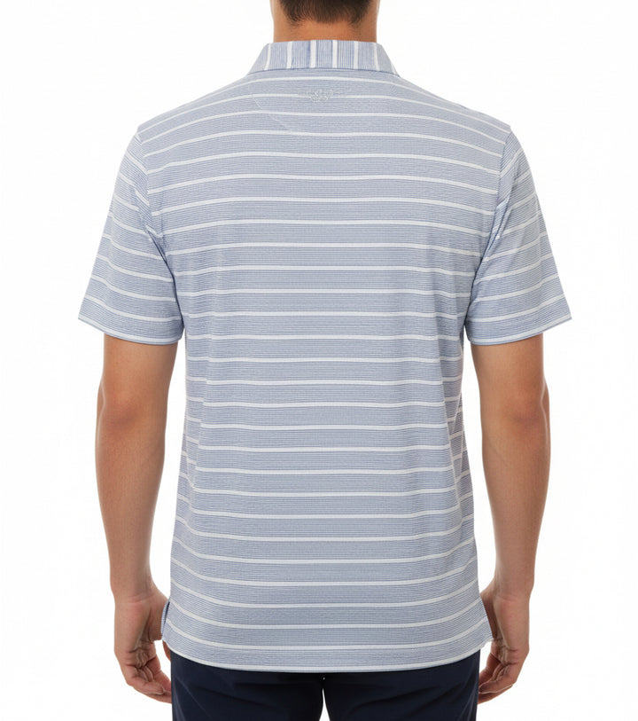 Straight Down Men's Golf Polo Oceano Dunes Stripe Blue Shade Size L