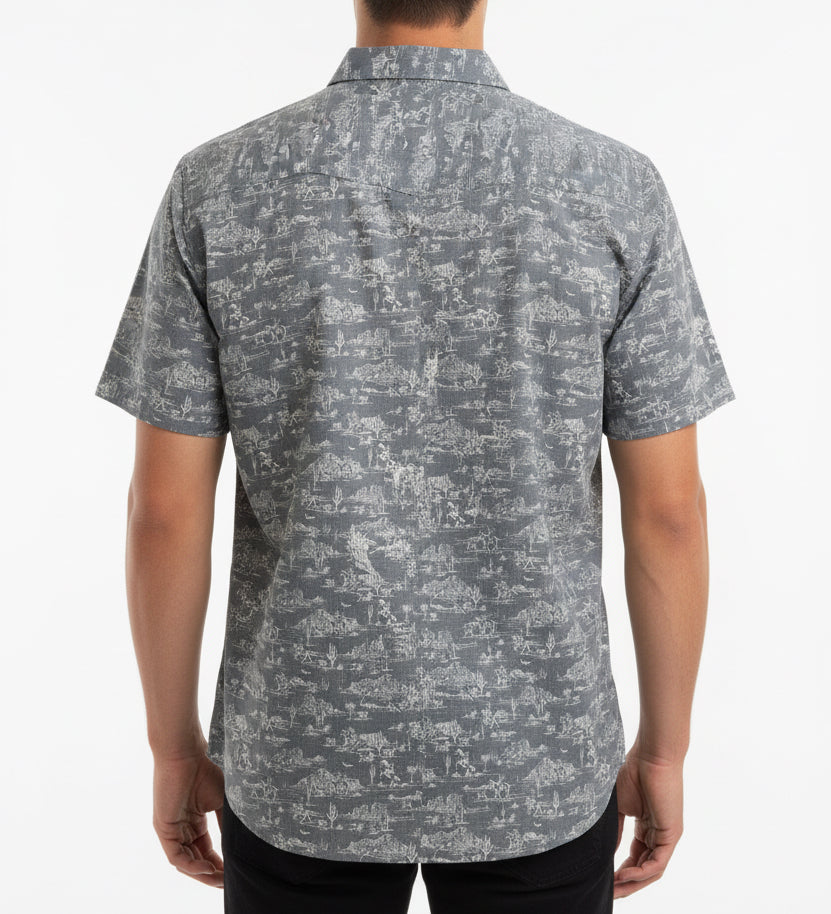 Straight Down Men's Shirt Out West Woven Walrus Size L