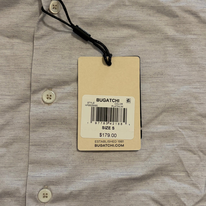 Bugatchi Men's L/S Polo James Heathered OoohCotton® Platinum Size S