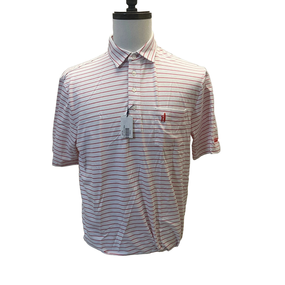 Johnnie-O Neese Stripe Polo (w/ logo) - Cherry - FINAL SALE ITEM - Skorzie