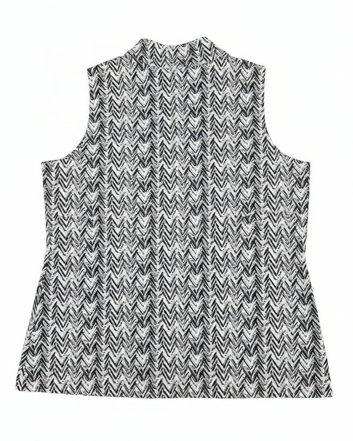 Lulu B Women's Sleeveless Chevron Zip Mock - Neutral