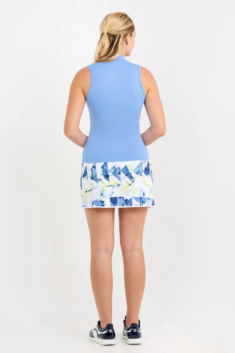 Sofibella Women's Half Zip Kaleidoscope Sleeveless Top - Periwinkle - Skorzie