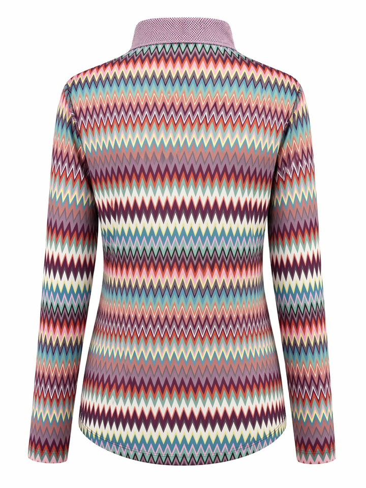 Greyson Canyon Peaks Long Sleeve Polo - Antelope Multi - Large - Skorzie