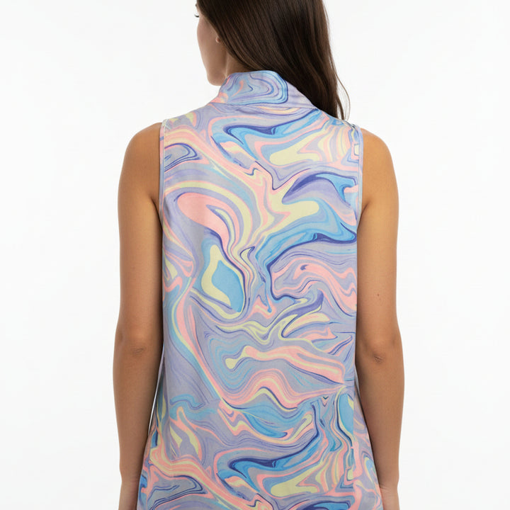 Jamie Sadock Womens Swirl Sorbet Sleeveless Zip Mock - Purple Rain