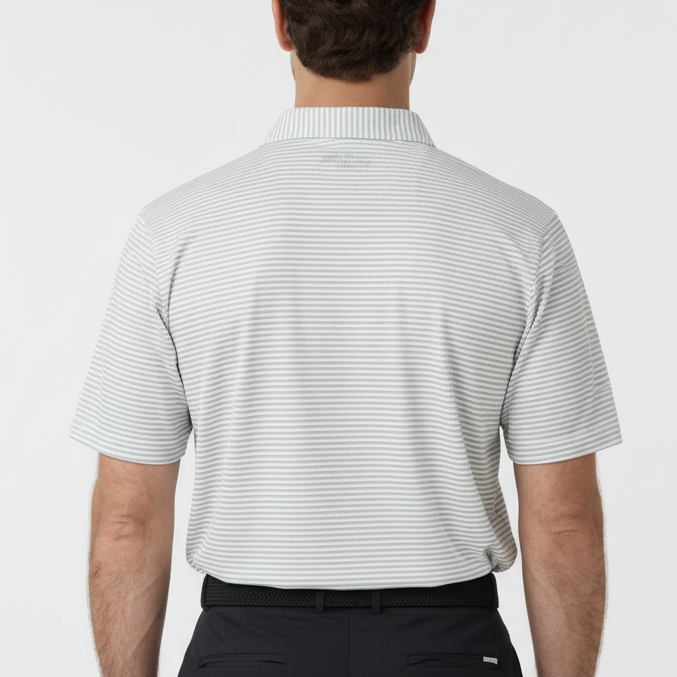 Straight Down Men's Golf Polo Del Mar Stripe Herb Size L