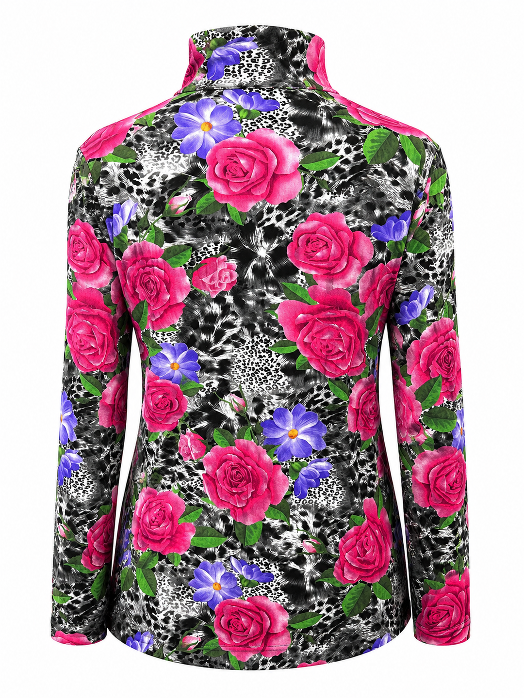IBKUL Jovanna Long Sleeve Zip Mock - Pink/Black