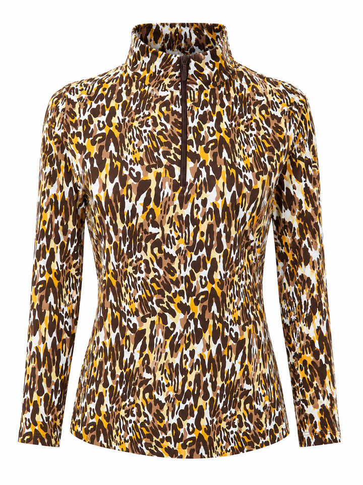 IBKUL Karen Print Long Sleeve Mock Neck Top