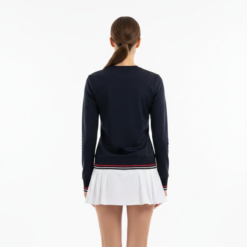 EP NY Golf L/S Mandarin Collar Jacket - Navy Multi - Small - Skorzie