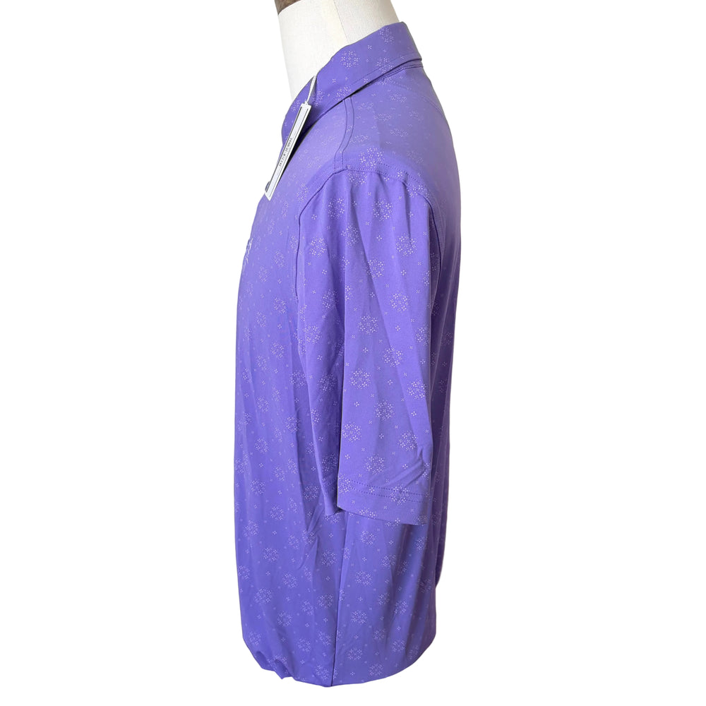 Bobby Jones Performance Jersey Floral Print Polo (w/ logo) - Dahlia Purple - Medium - Skorzie