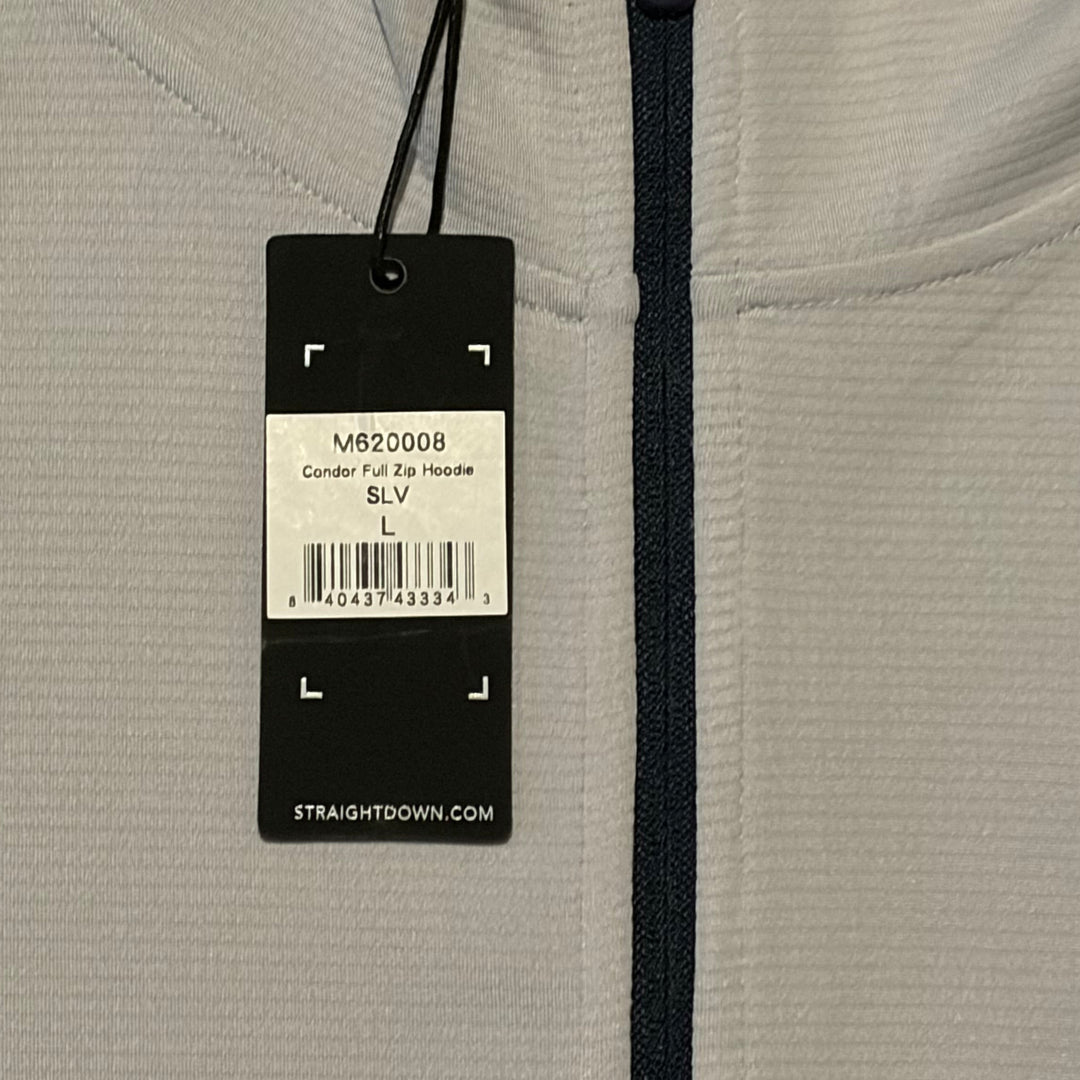 Straight Down Men's Golf Hoodie Condor Full Zip Silver Size L