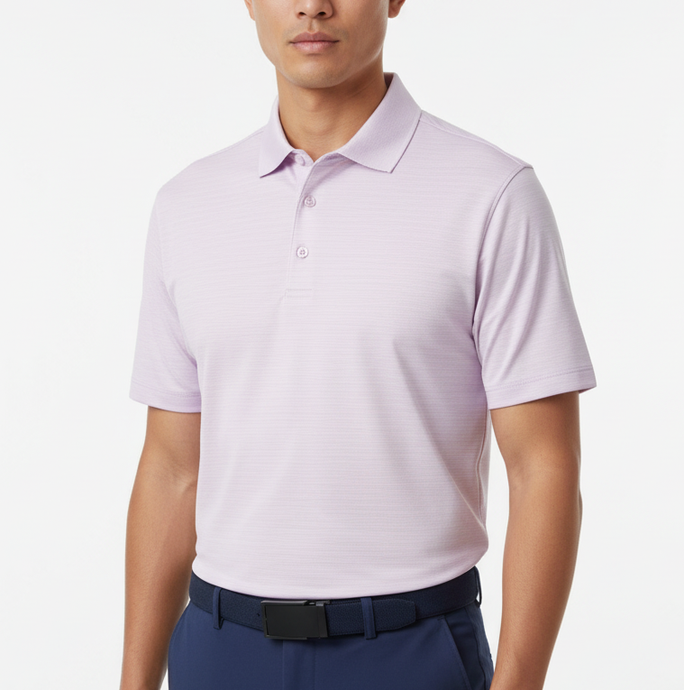Straight Down Men's Golf Polo Campus Stripe Lilac Size L