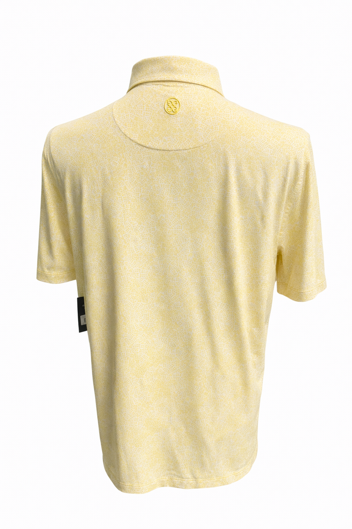 G/FORE Men's Floral Jersey Golf Polo - Canary - Medium - Skorzie