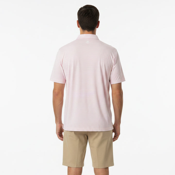 G/FORE Men's Polo All Play Stripe Stretch Knit Blush Size M