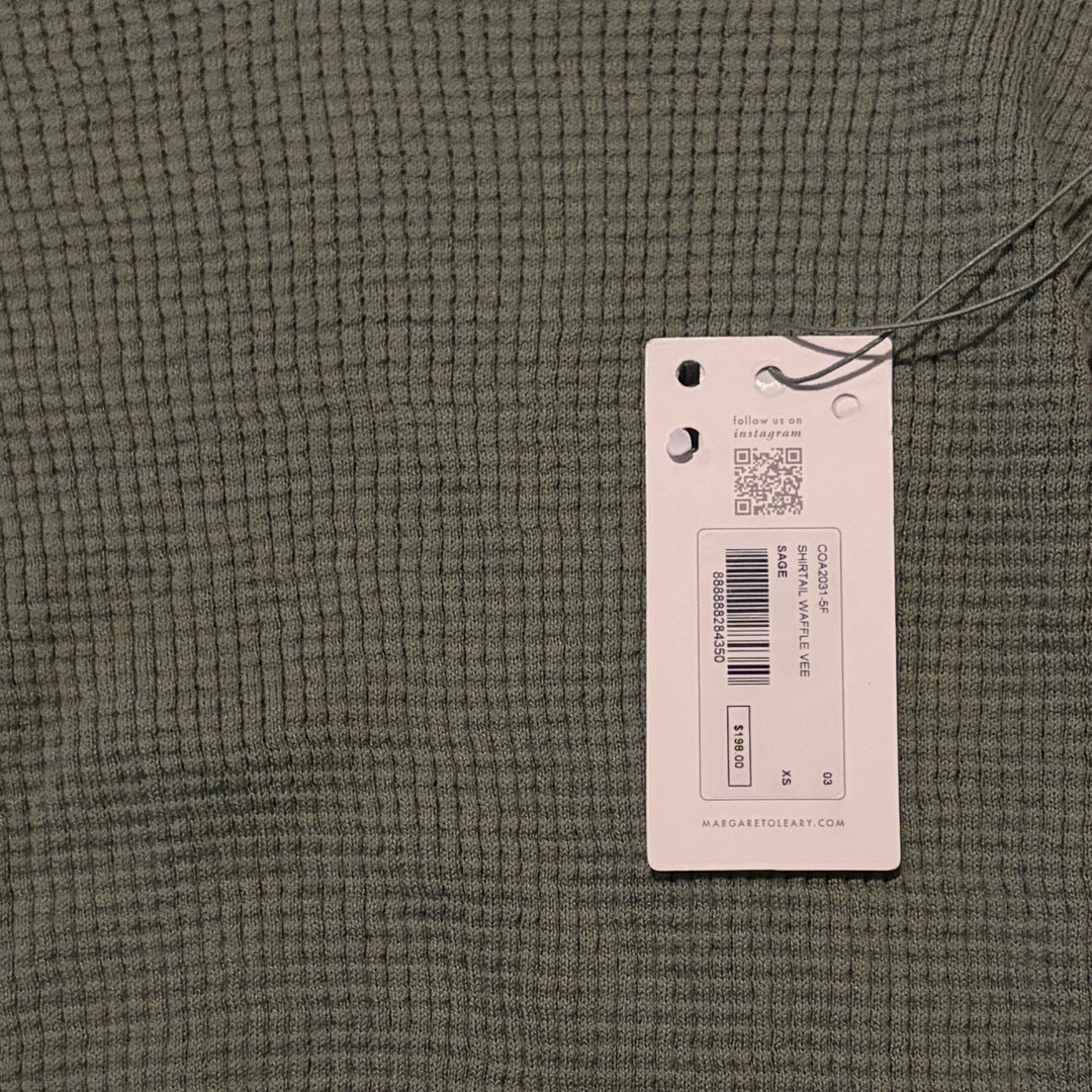 Margaret O'Leary Women's L/S Shirttail Waffle Vee Sage Size XS