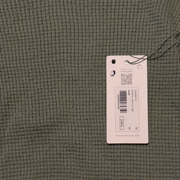 Margaret O'Leary Women's L/S Shirttail Waffle Vee Sage Size XS