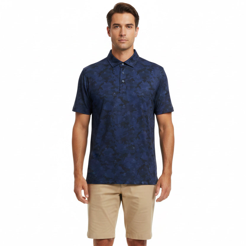 G/FORE Men's Polo Icon Camo Tech Jersey Twilight Size L