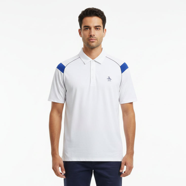 Original Penguin Men's Tennis Polo Snap Button White Size M