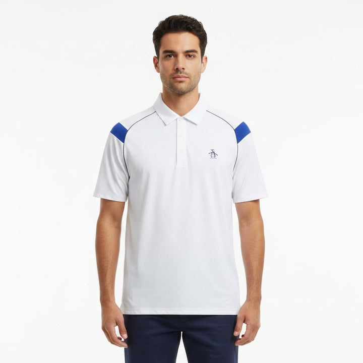 Original Penguin Men's Tennis Polo Snap Button White Size M