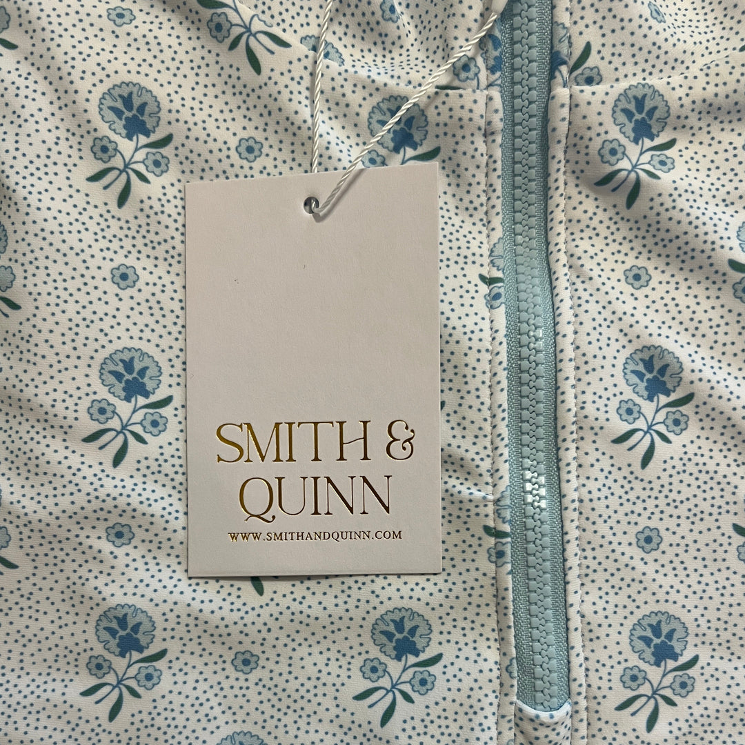 Smith & Quinn Women's L/S Polo Ava 1/4 Zip Blue Dot Floral Size M