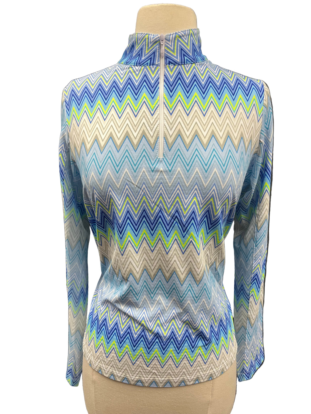 IBKUL Long Sleeve Mock Neck Top - Neon Zig-Zag - Small - Skorzie