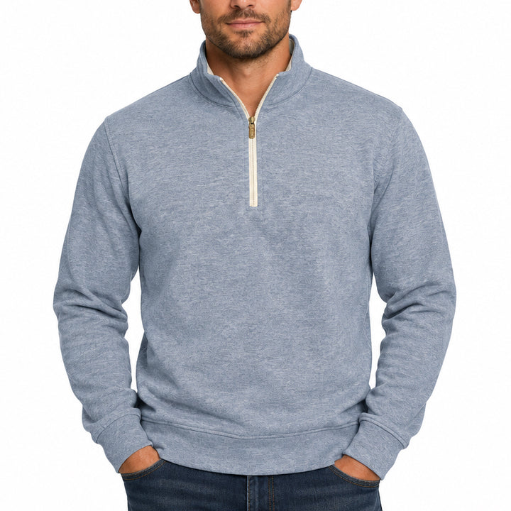 Collars & Co Men's Cotton Blend Quarter Zip Heather Blue Size L