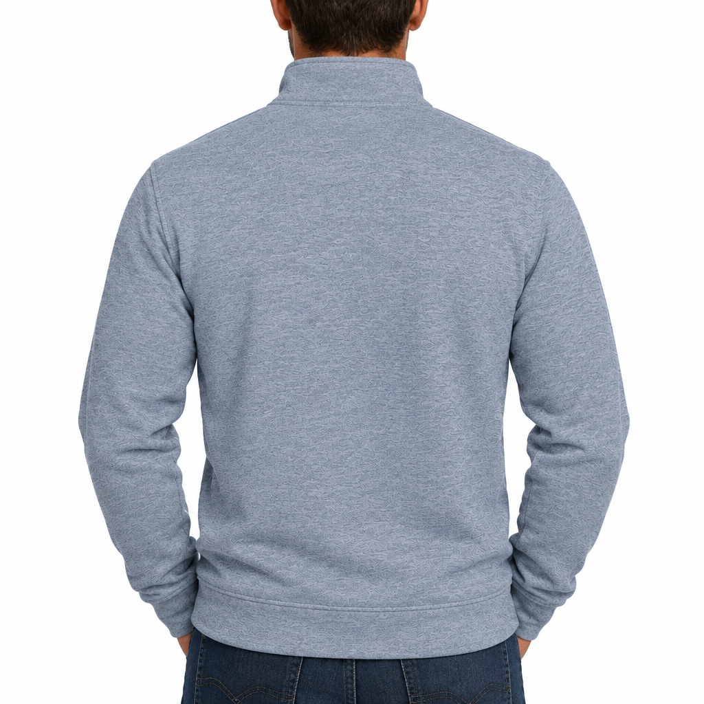 Collars & Co Men's Cotton Blend Quarter Zip Heather Blue Size L