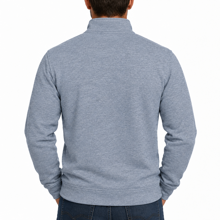 Collars & Co Men's Cotton Blend Quarter Zip Heather Blue Size L